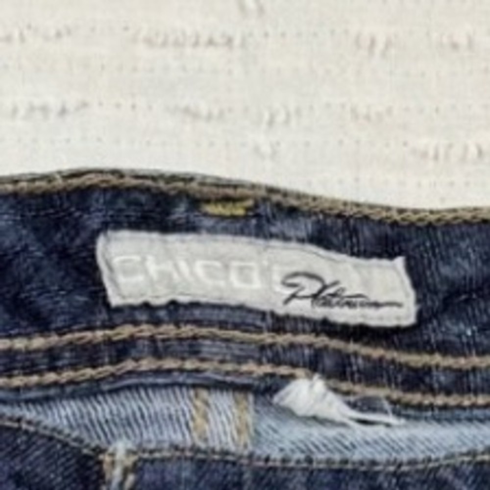 Chico's Platinum Denim Bootcut Jeans Dark Wash women Stylish Pockets Comfort L - Picture 3 of 9
